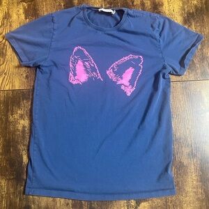 MAISON KITSUNE Blue and Pink Short Sleeve Tee
